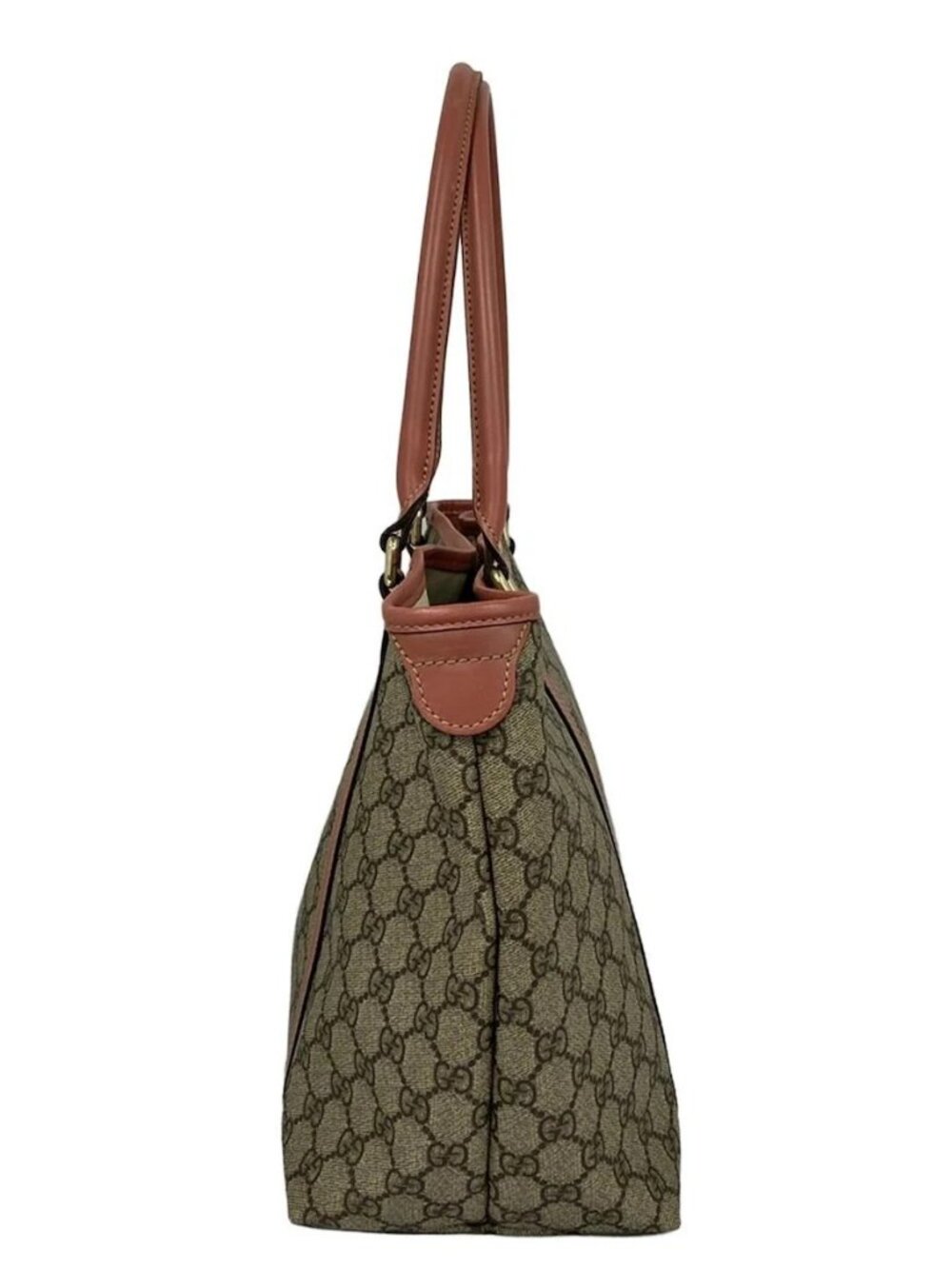GUCCI GG Plus/GG Supreme 197953 Beige Dark Brown Pink Beige PVC Leather - Picture 2 of 13